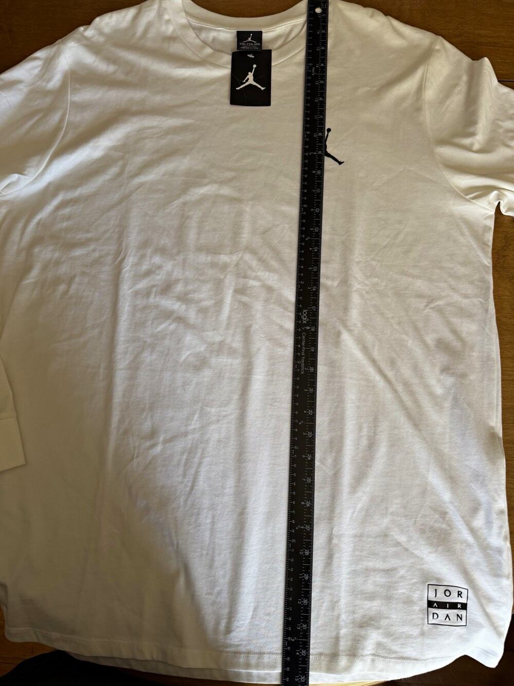Jordan Men’s 2XL White Crew Neck Long Sleeve Cotton T-Shirt Jumpman Logo